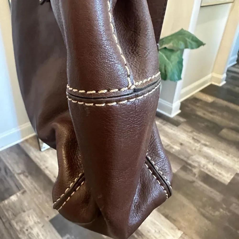 Michael Kors Brown Leather shoulder or Crossbody Bag with Silver Hardware